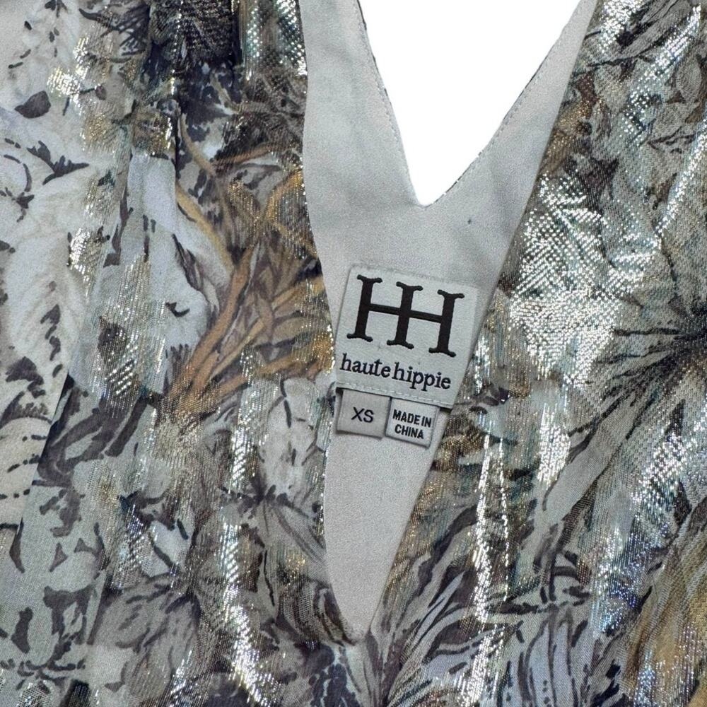 Haute Hippie Metallic Foil Gold Easy Silk Dress XS - Picture 4 of 7